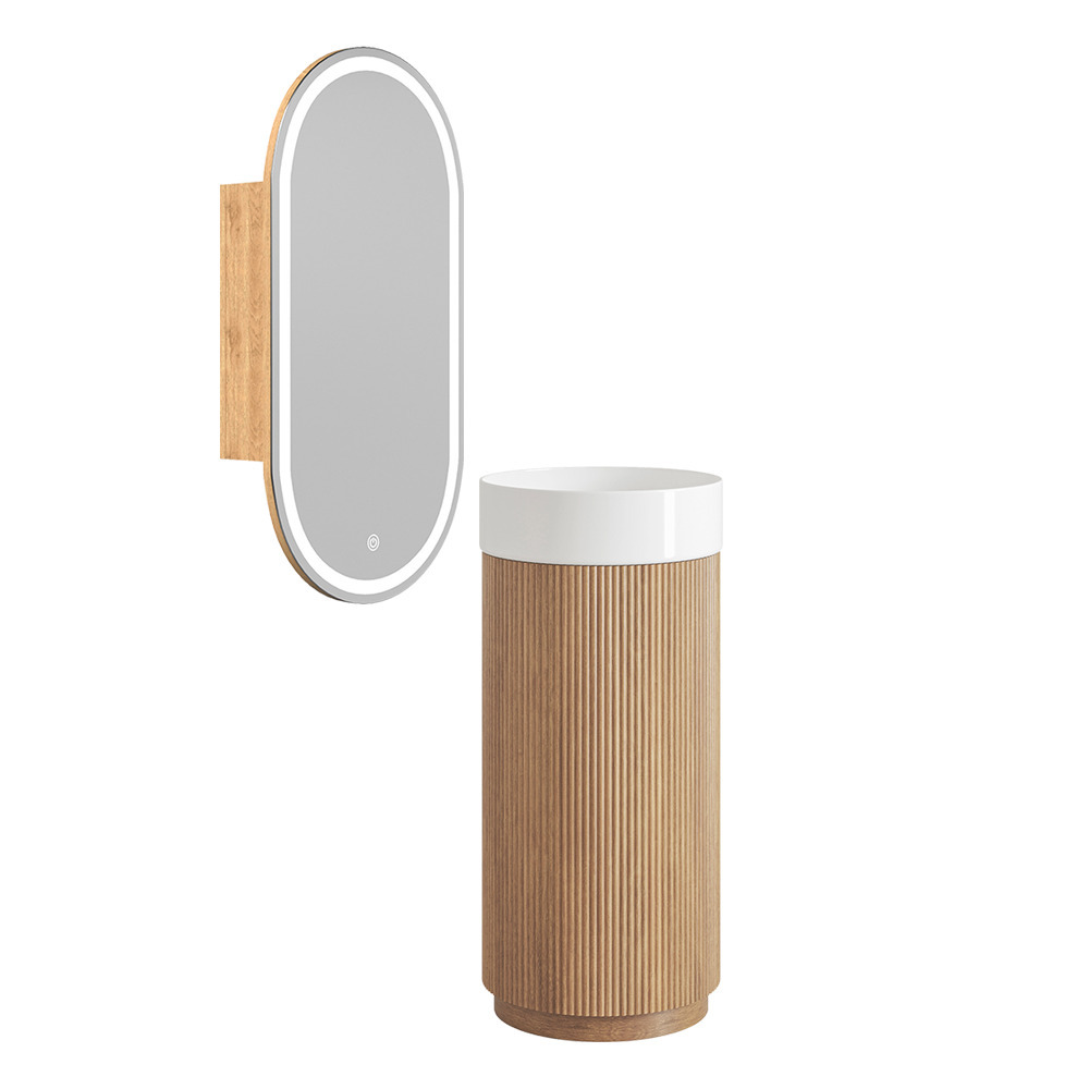 Nomad 410mm Freestanding Vanity Package with LED Shaving Cabinet & Hook