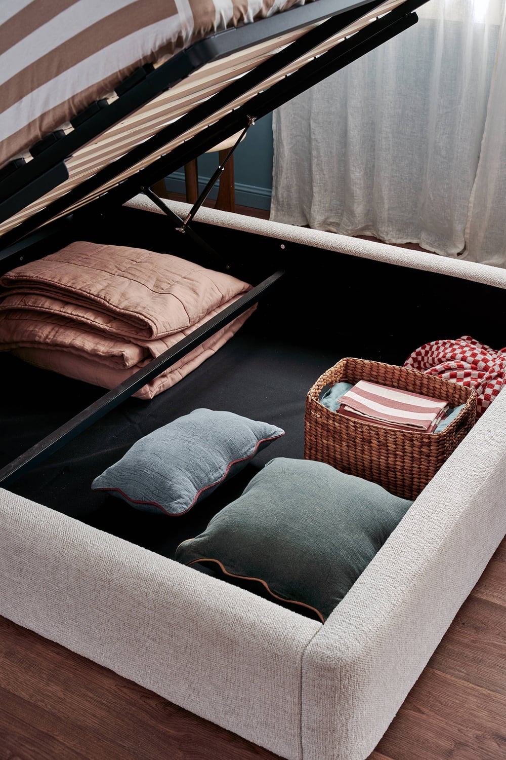 Emery Upholstered Gas Lift Storage Bed Frame