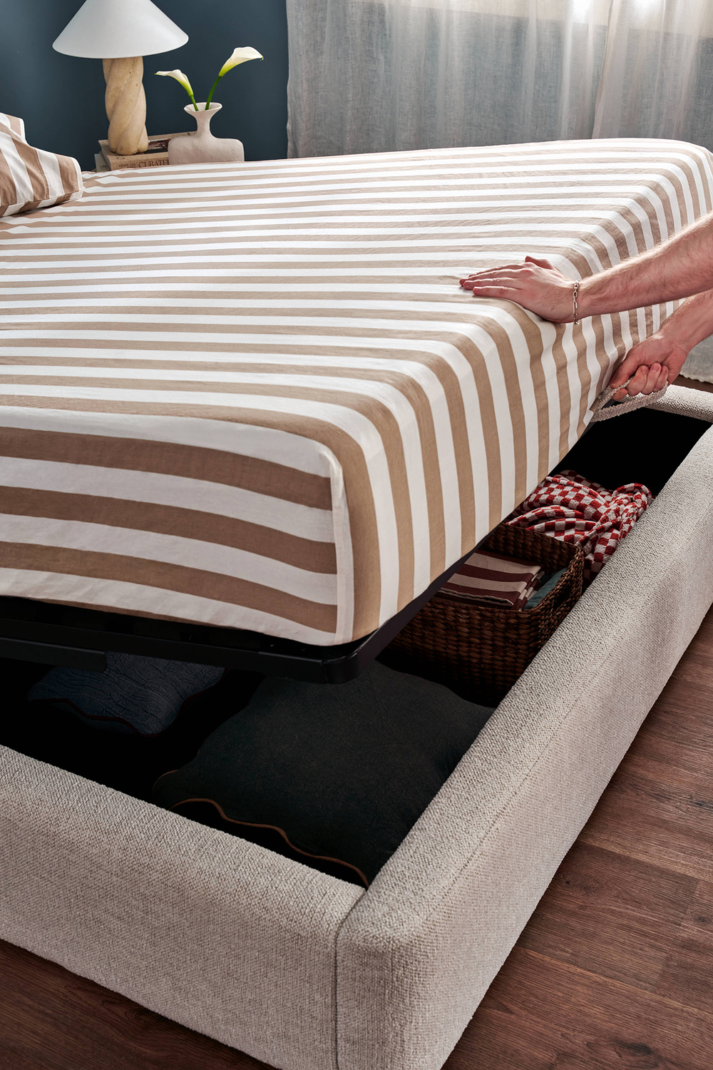 Emery Upholstered Gas Lift Storage Bed Frame
