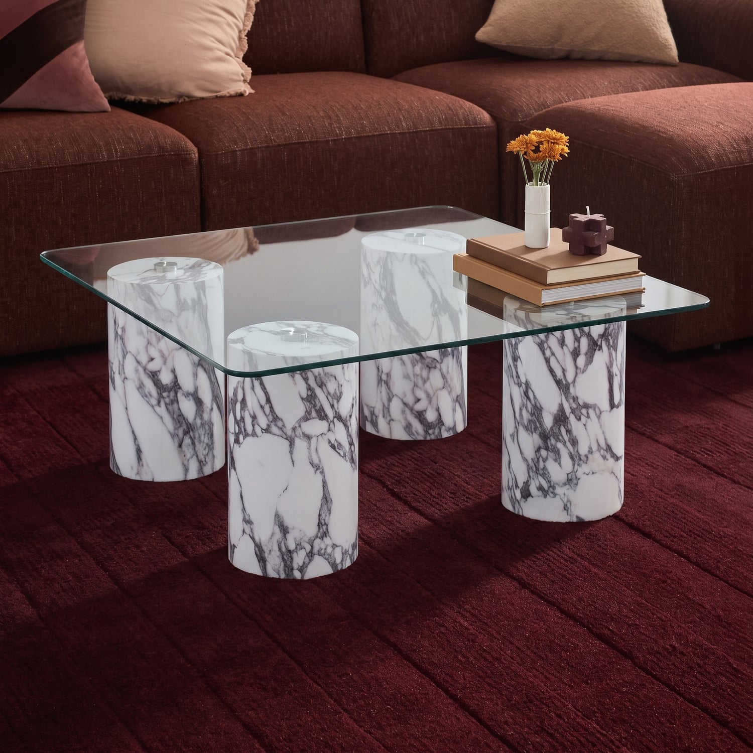 Hazel Viola Marble-Look Coffee Table
