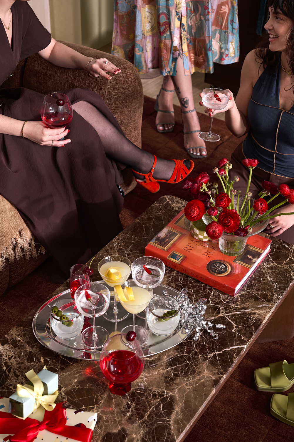 Misha Rectangle Mango Wood & Marble Coffee Table