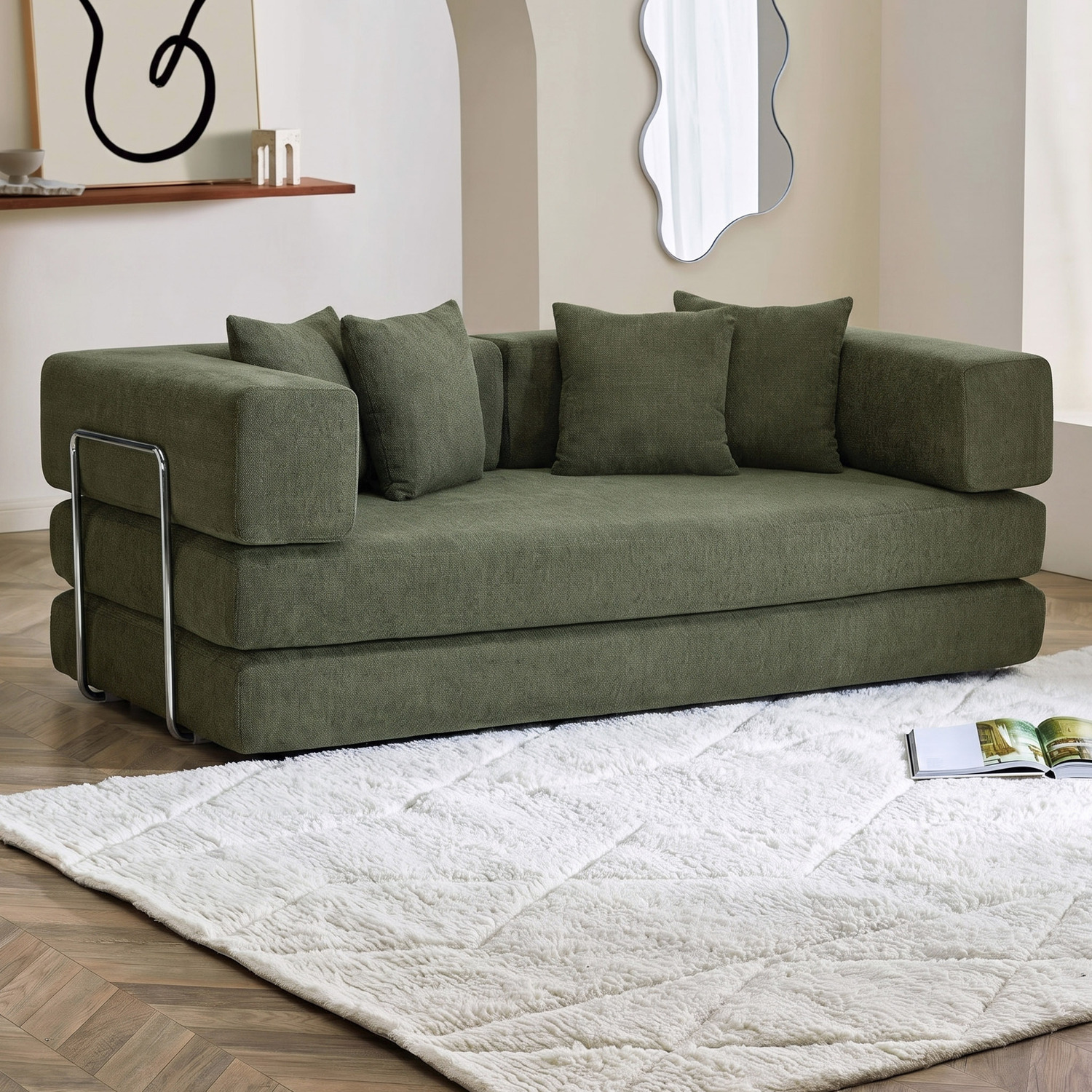 Jemima 3 Seater Queen Boucle Sofa Bed