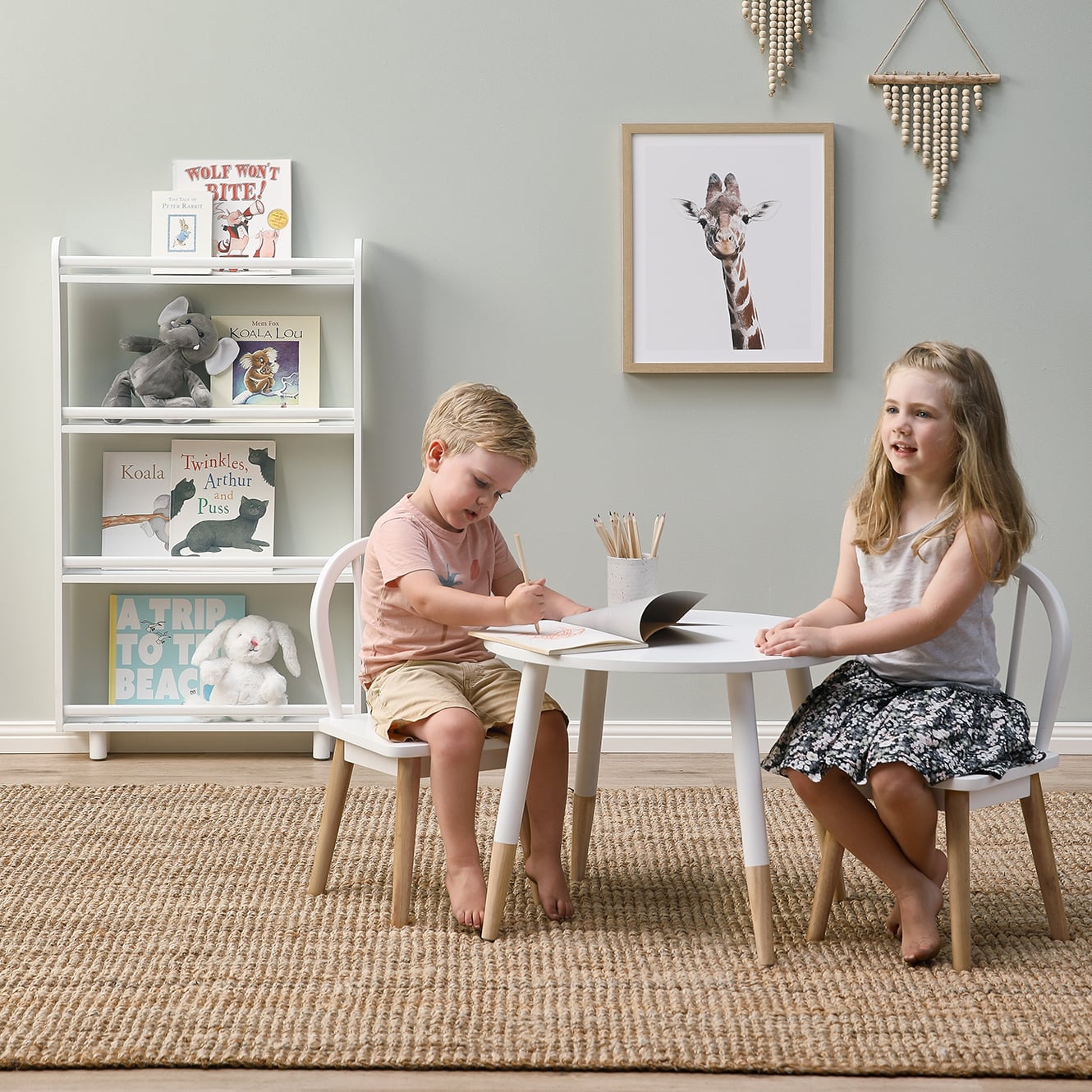 Kids' White & Natural Isla Chairs
