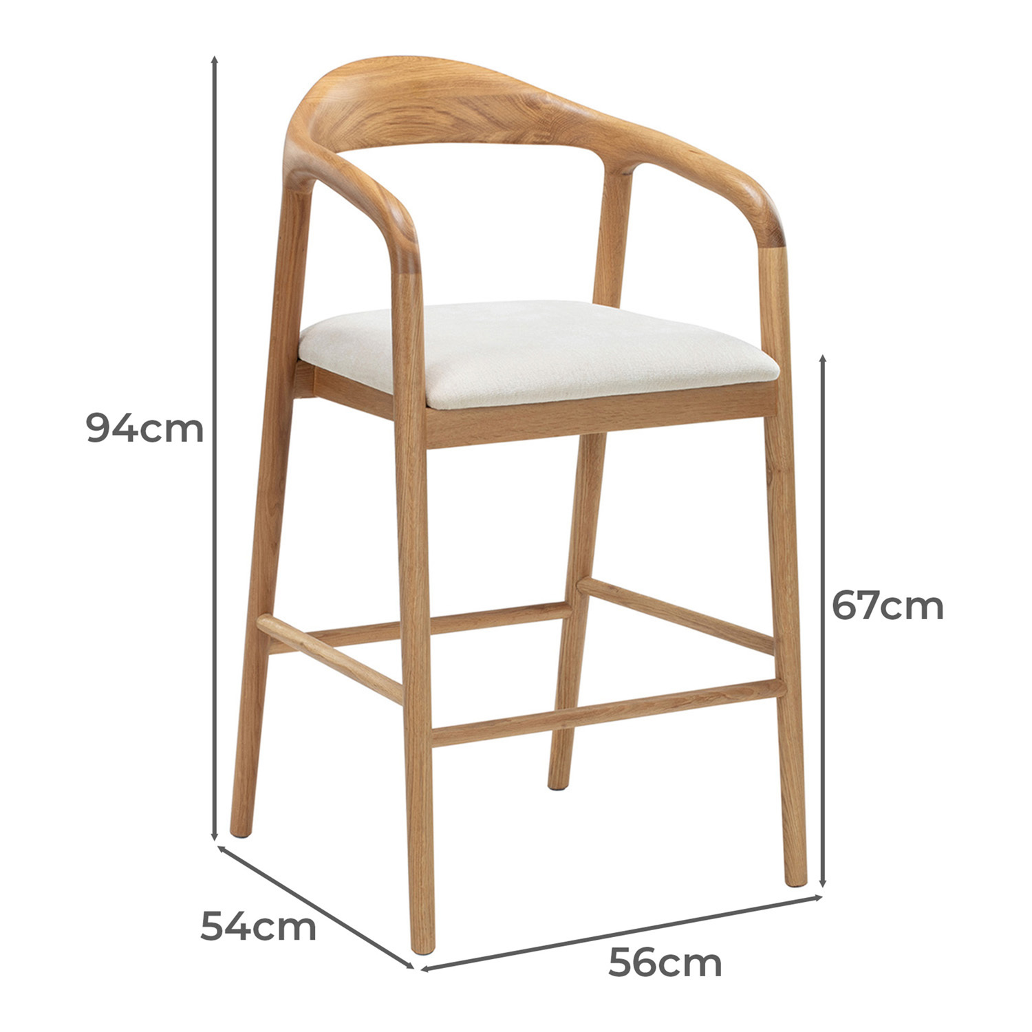 Jasper Oak Wood Bar Stool