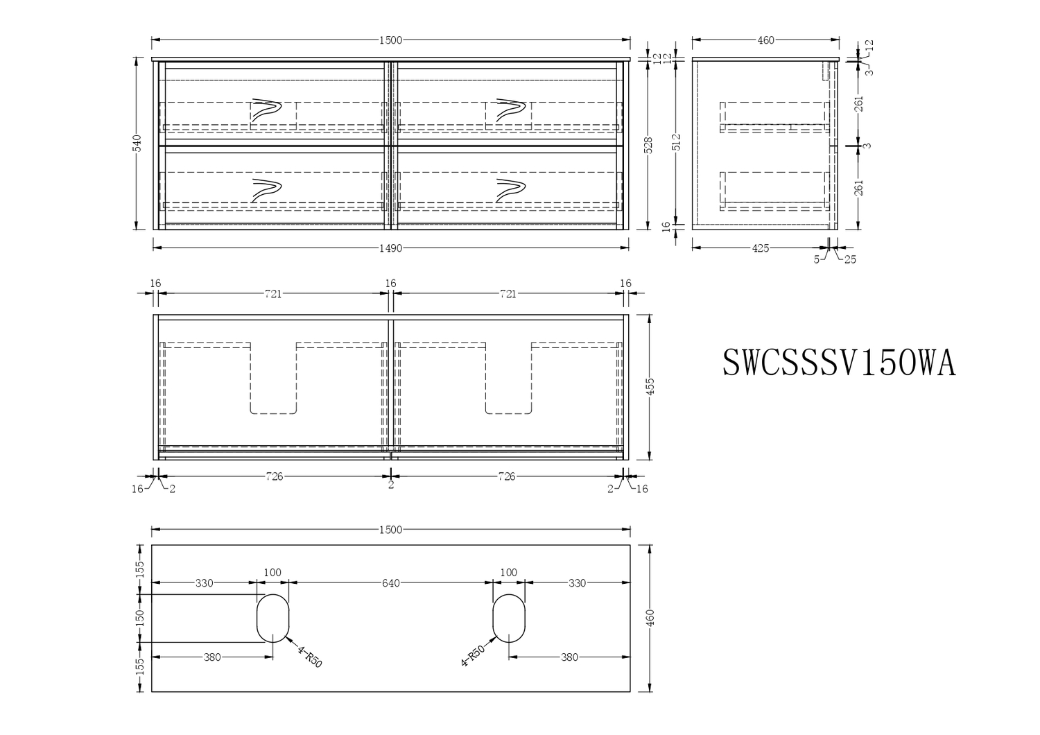 Cali 750mm Wall Hung Single Vanity