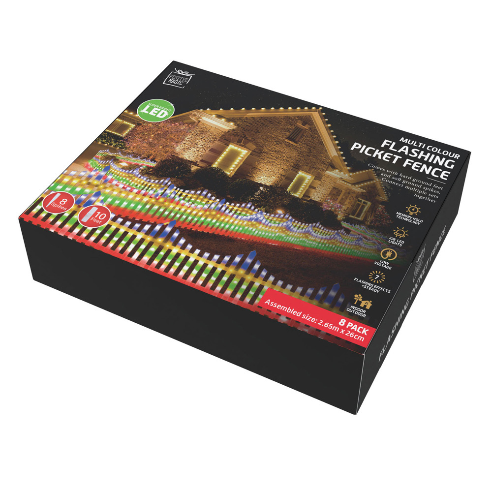 2.6m LED Christmas Picket Fences
