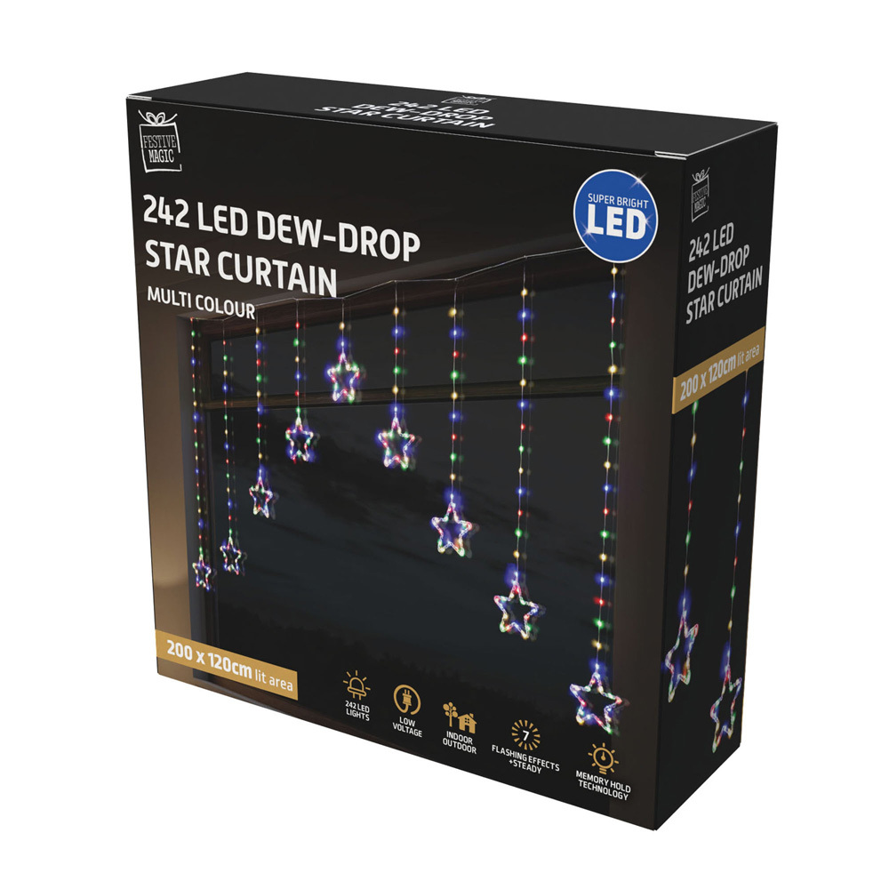 242 LED Star Drop Christmas Curtain Lights