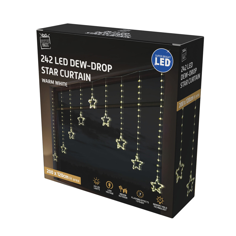 242 LED Star Drop Christmas Curtain Lights