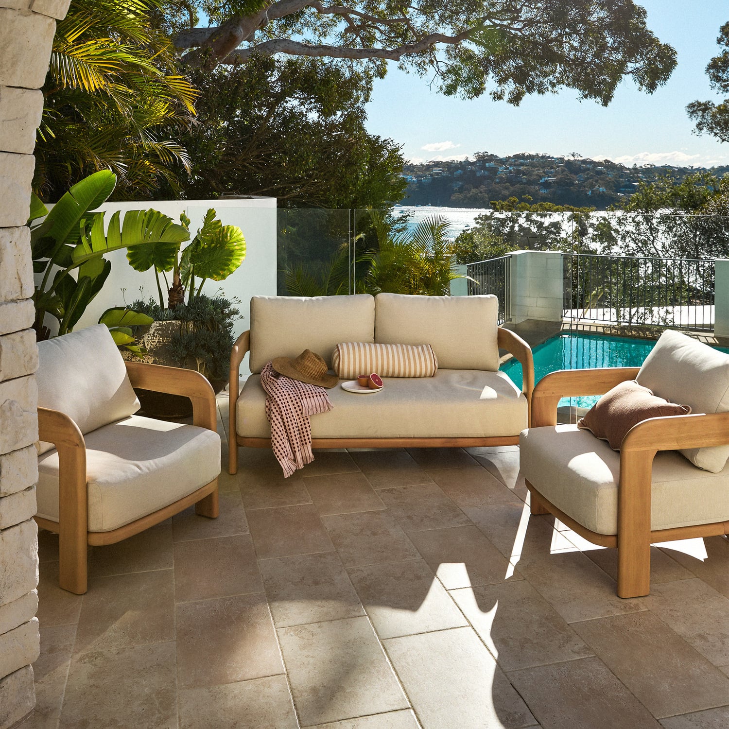 4 Seater Bellara Eucalyptus Wood Outdoor Lounge Set