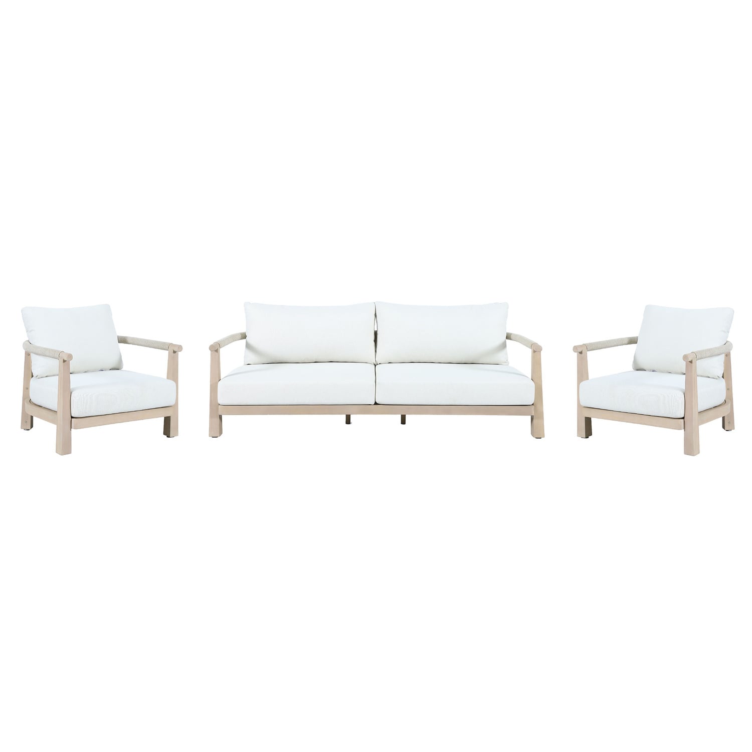 4 Seater Crescent Eucalyptus Wood Outdoor Lounge Set