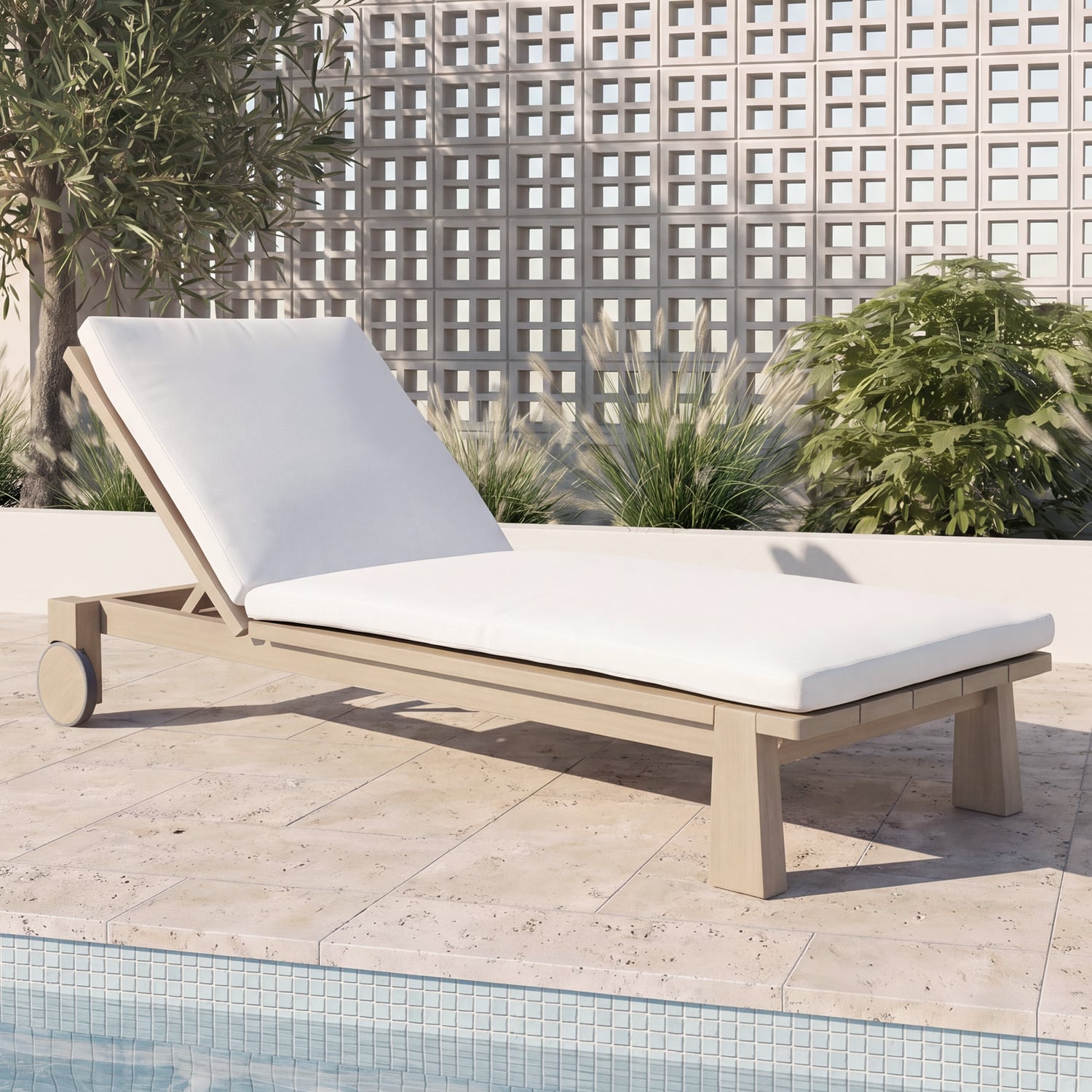 Crescent Eucalyptus Wood Sun Lounge