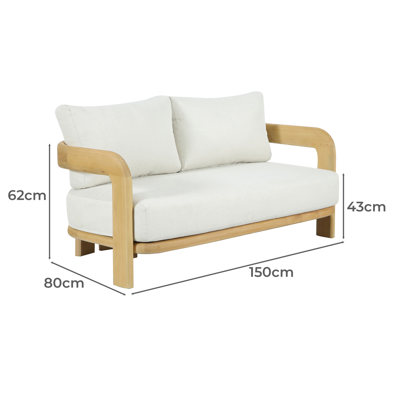 4 Seater Bellara Eucalyptus Wood Outdoor Lounge Set