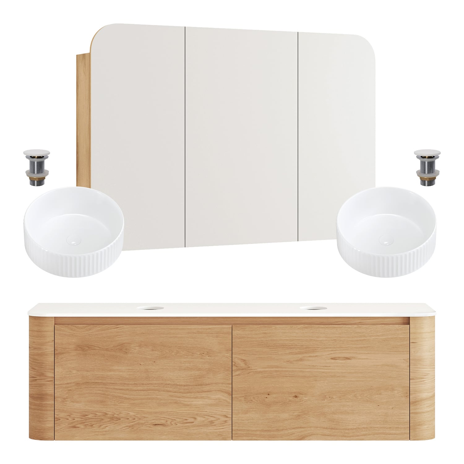 Boyd 1500mm Natural Wall Hung Vanity Package with Rectangular Shaving Cabinet