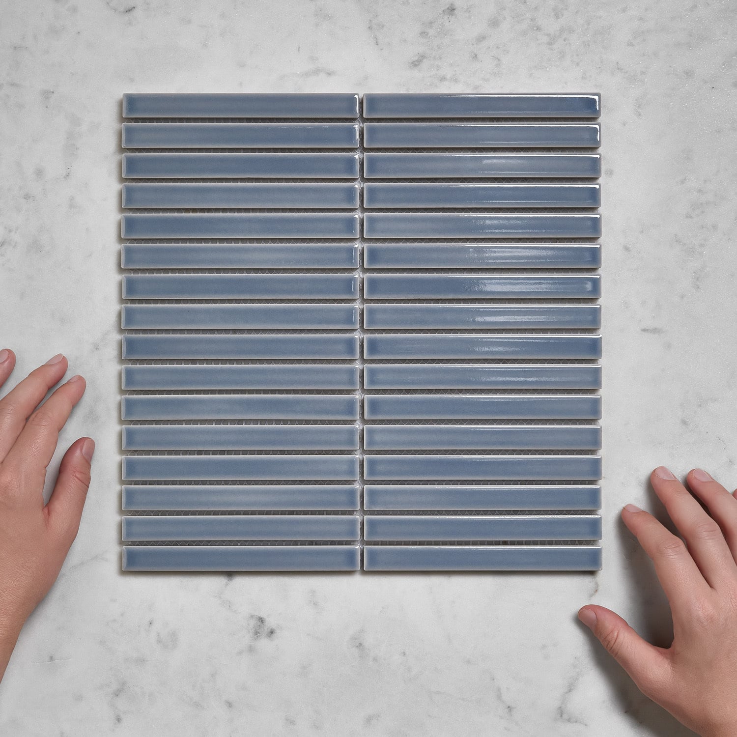 Reid Gloss Blue Kit Kat Porcelain Mosaic Tile