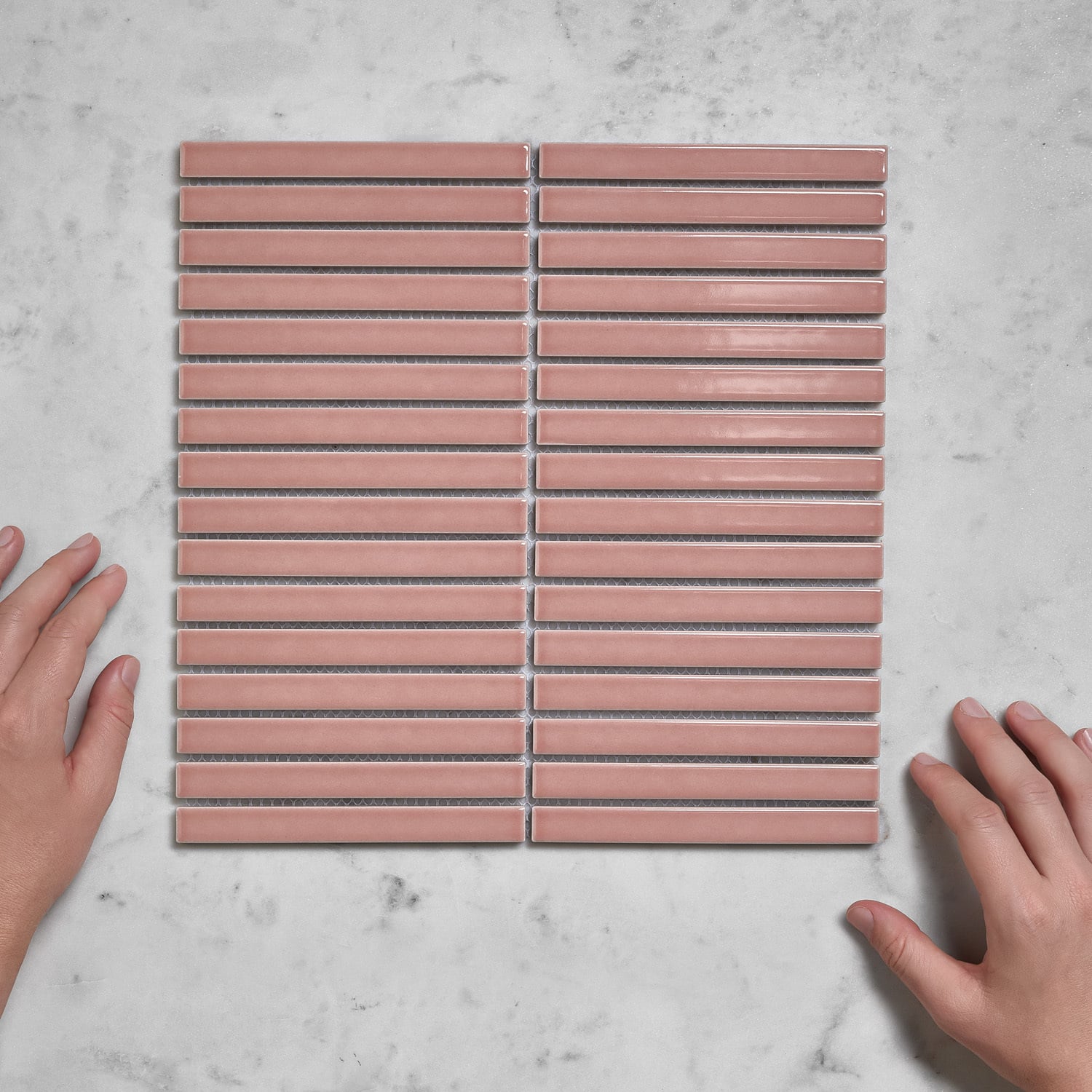 Reid Gloss Blush Kit Kat Porcelain Mosaic Tile