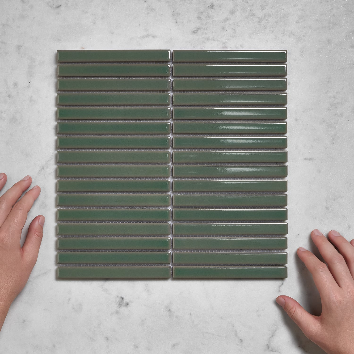 Reid Gloss Green Kit Kat Porcelain Mosaic Tile