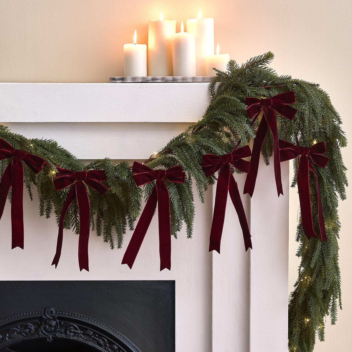 Long Bow Velvet Christmas Garland