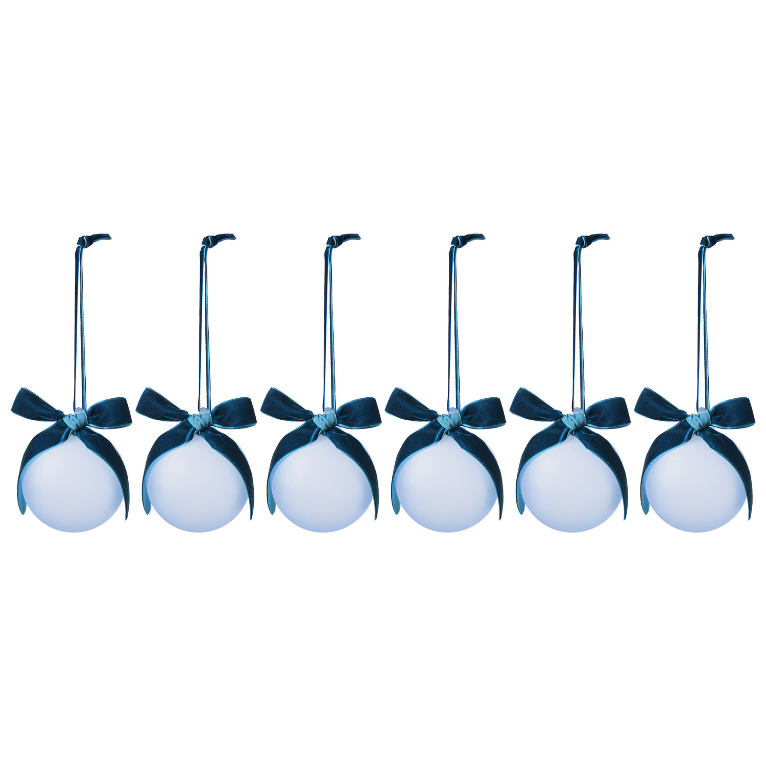 Set of 6 Velvet Bow Glass Baubles