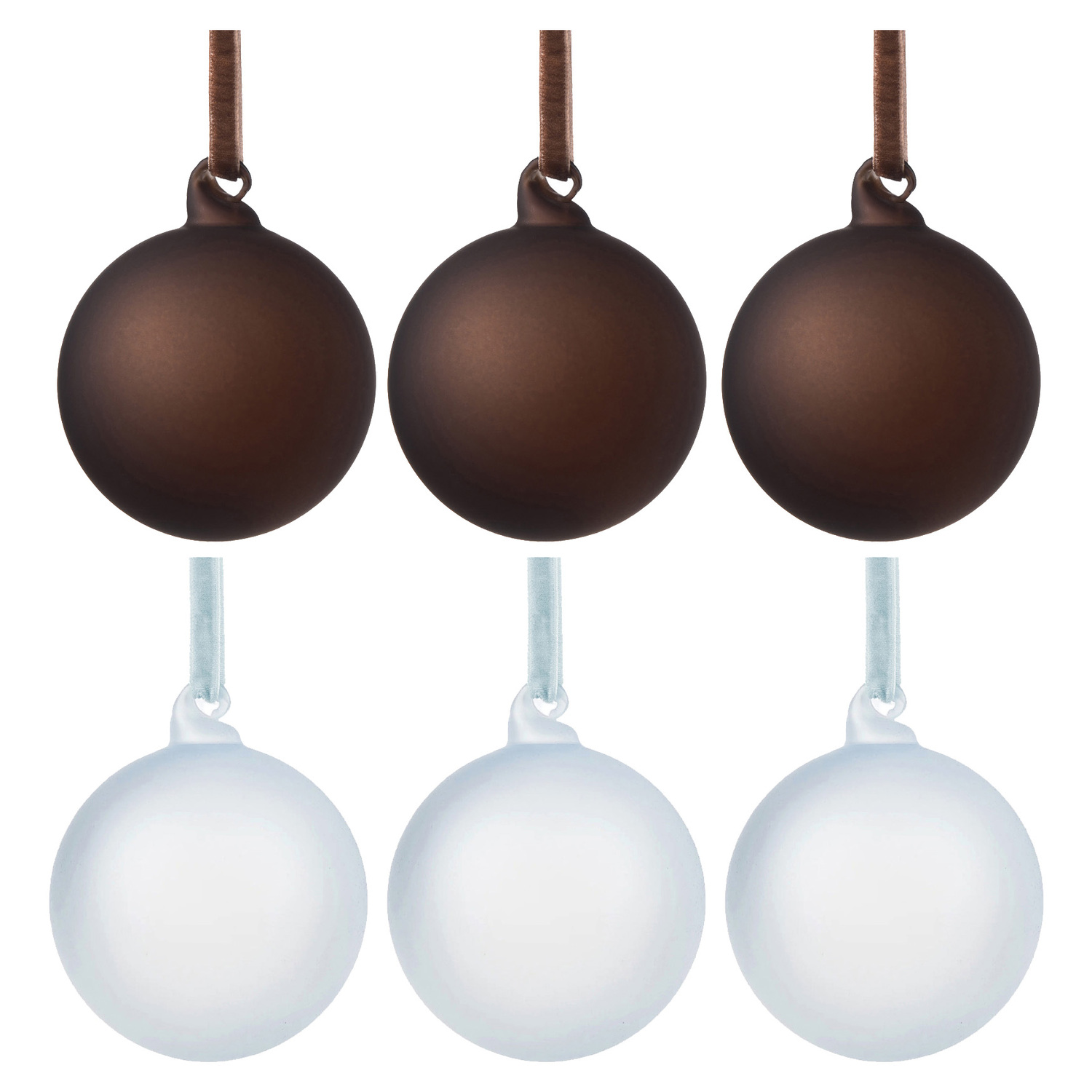 Set of 6 Frosted Ombre Glass Baubles