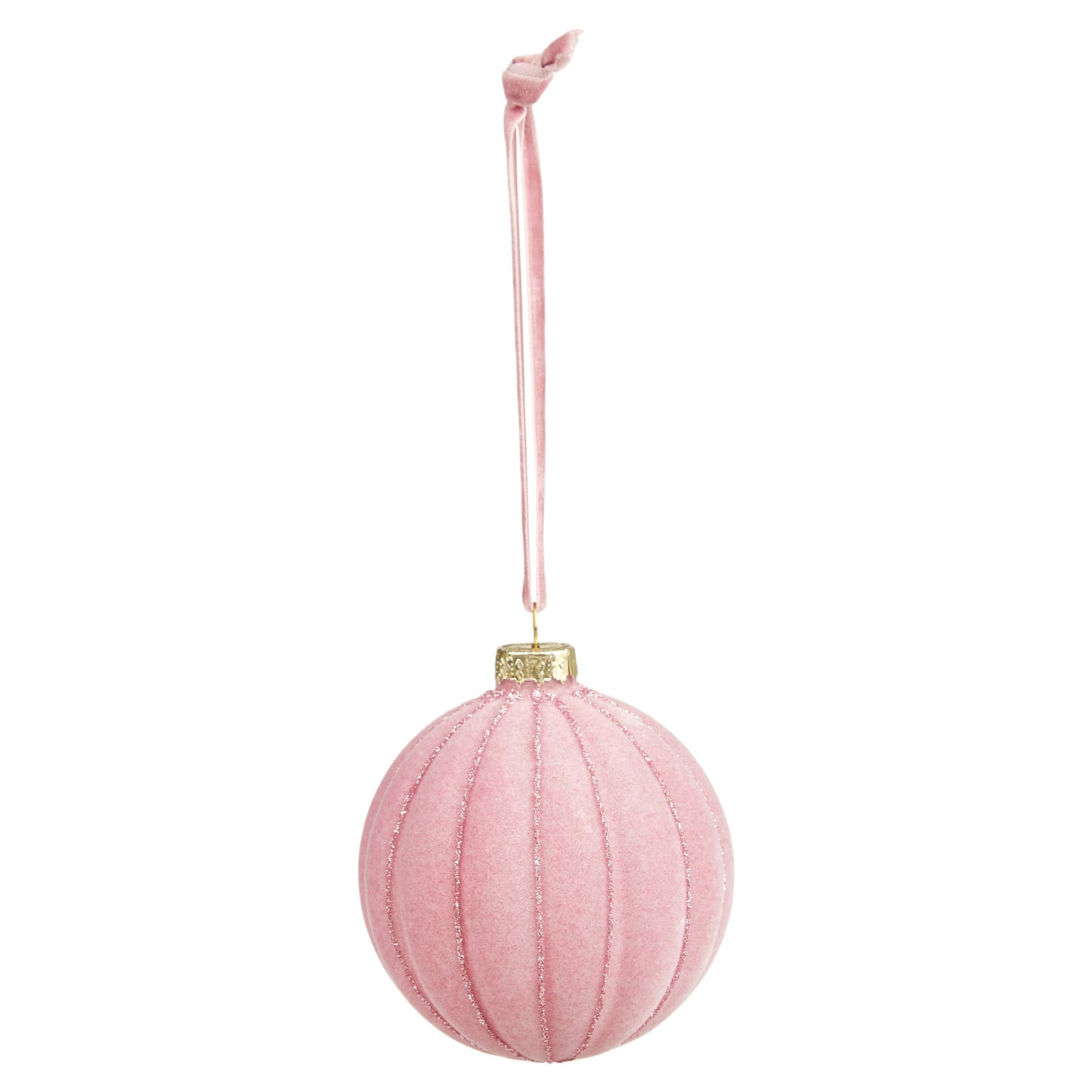 Set of 6 Velvet Flocked Glass Baubles