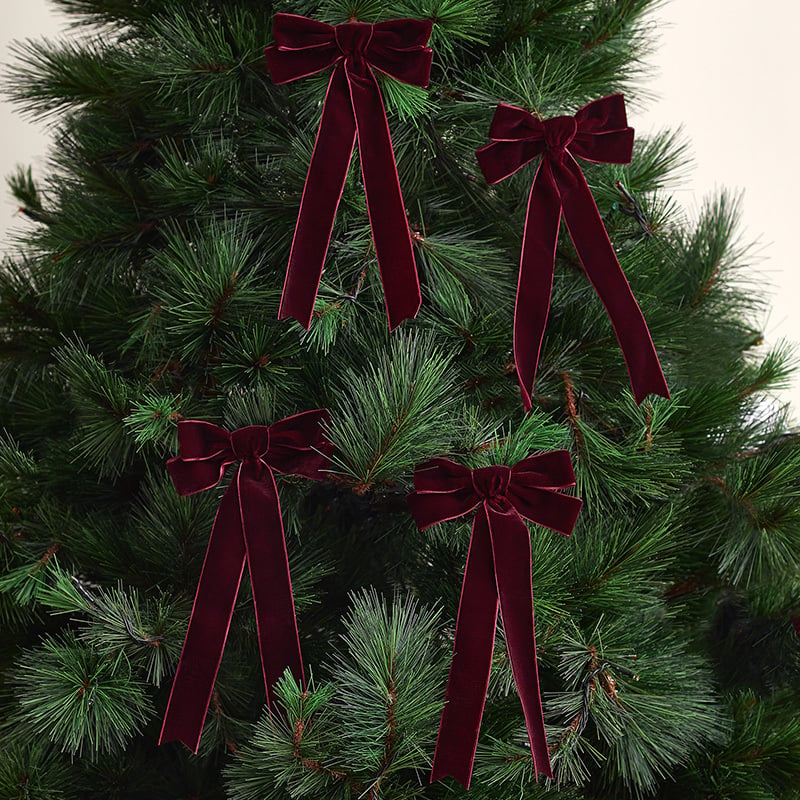 Long Velvet Bow Christmas Tree Clips