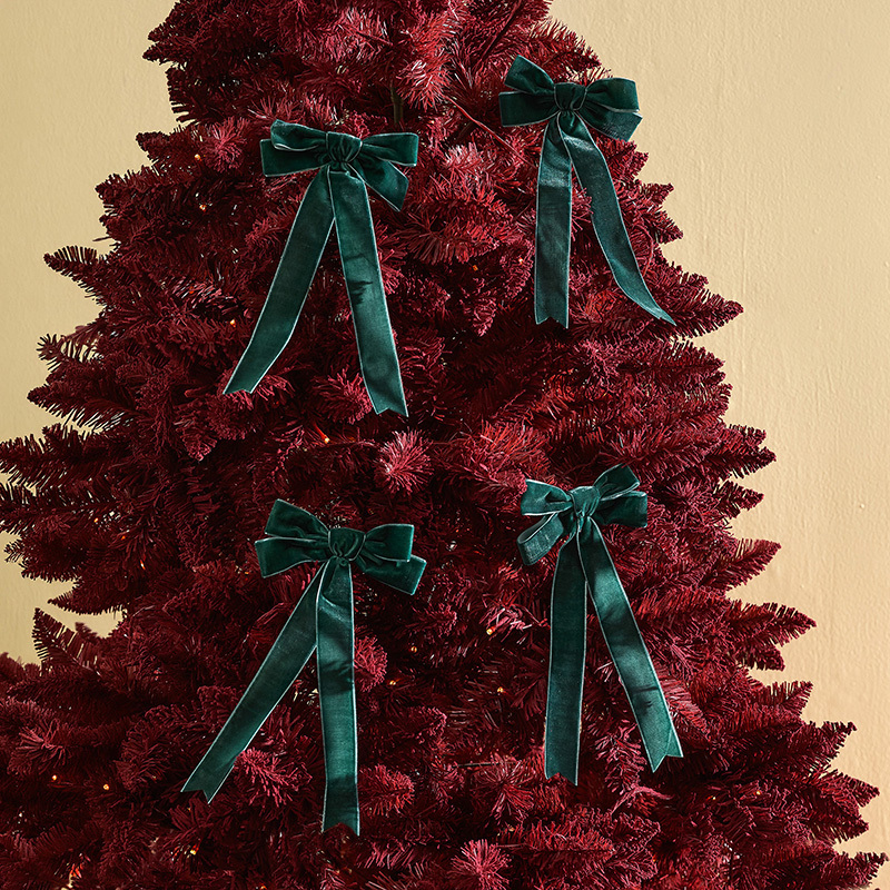 Long Velvet Bow Christmas Tree Clips