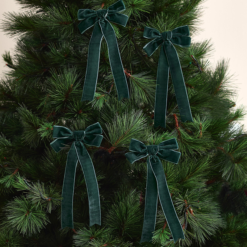 Long Velvet Bow Christmas Tree Clips