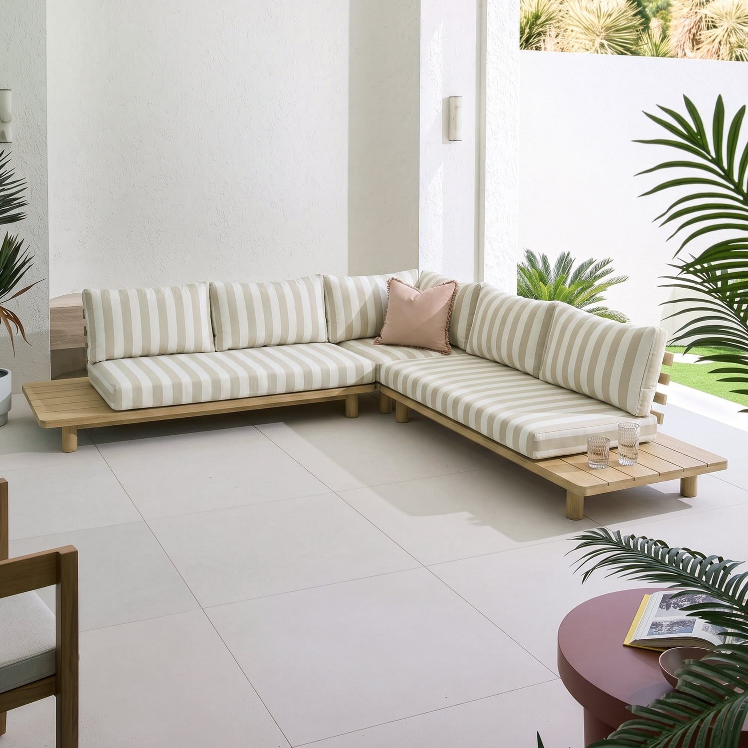 5 Seater Clifton Acacia Wood Outdoor Modular Lounge Set