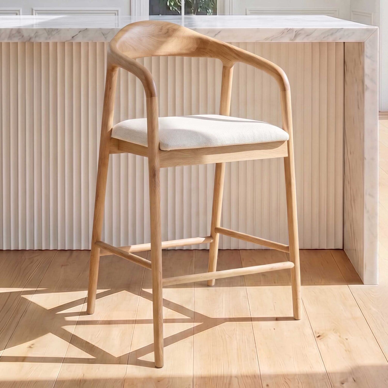 67cm Jasper Solid Oak Wood Bar Stool