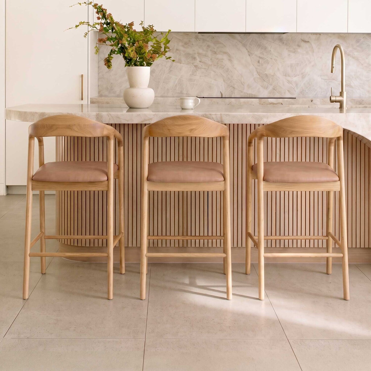 67cm Jasper Solid Oak Wood Bar Stool