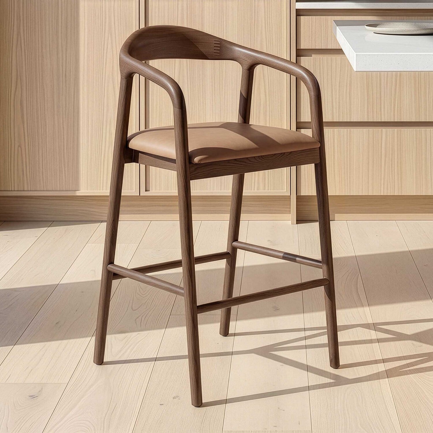 67cm Jasper Solid Oak Wood Bar Stool