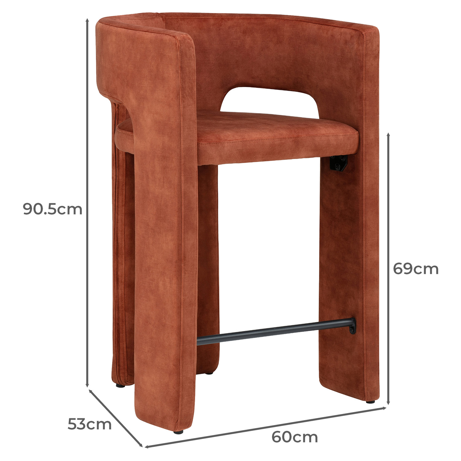 69cm Frederik Velvet Bar Stool