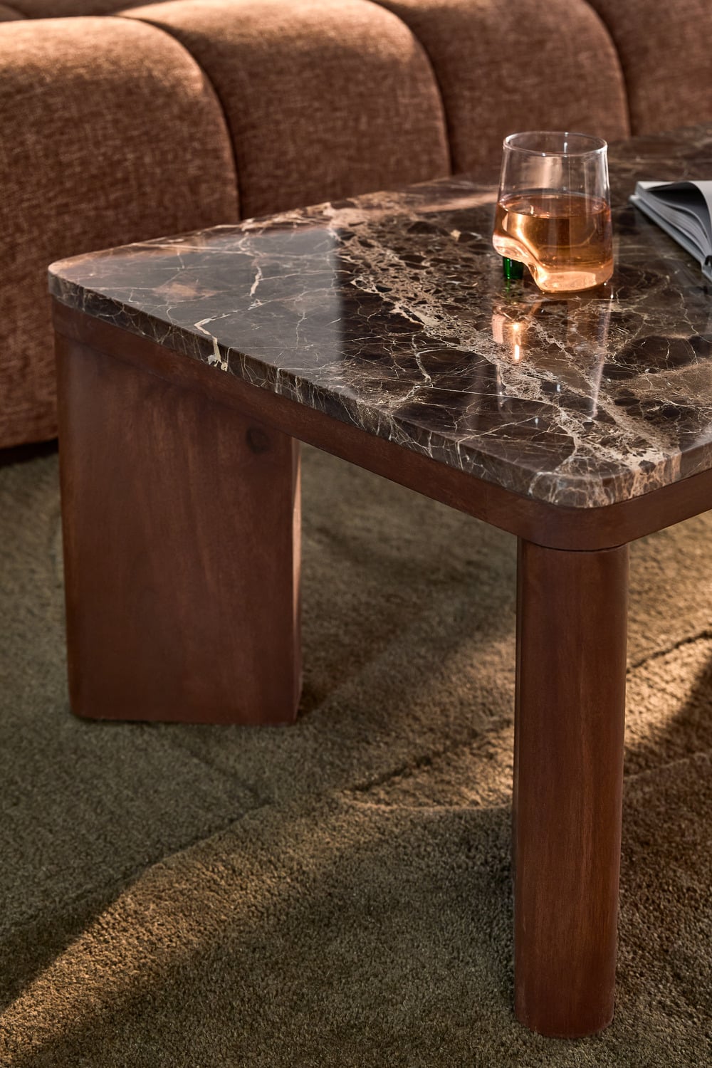 Misha Rectangle Mango Wood & Marble Coffee Table