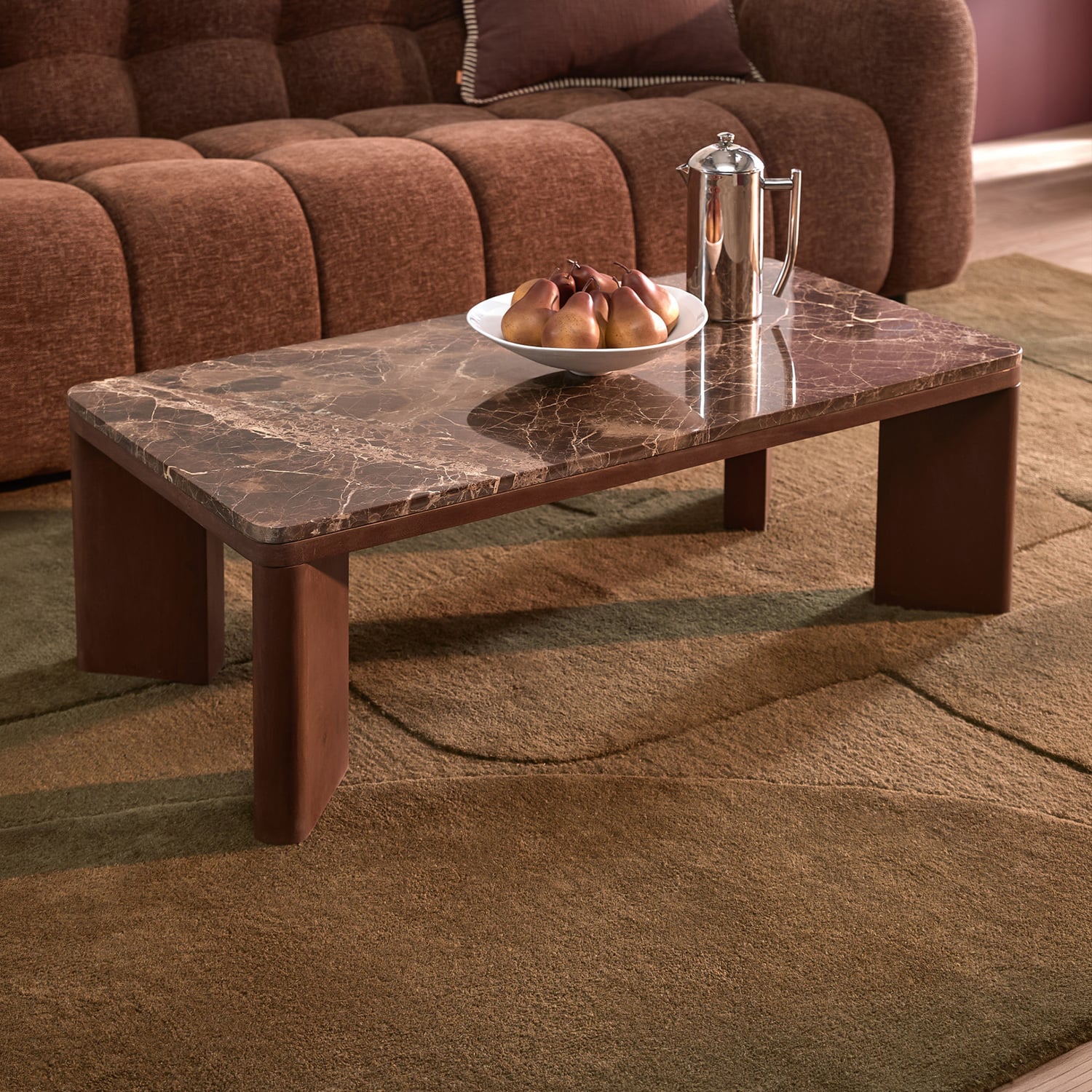 Misha Rectangle Mango Wood & Marble Coffee Table