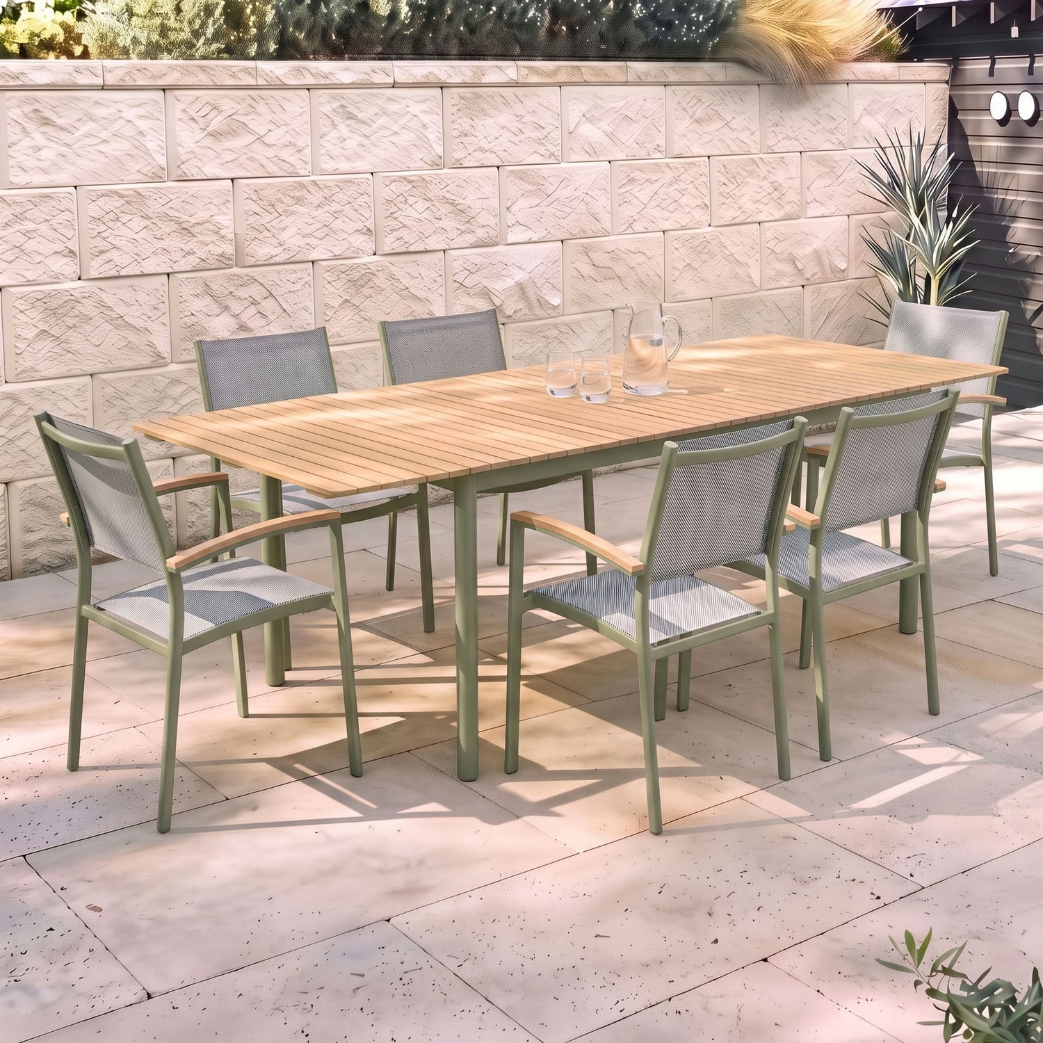 6 Seater Coogee Extendable Eucalyptus Wood Outdoor Dining Set