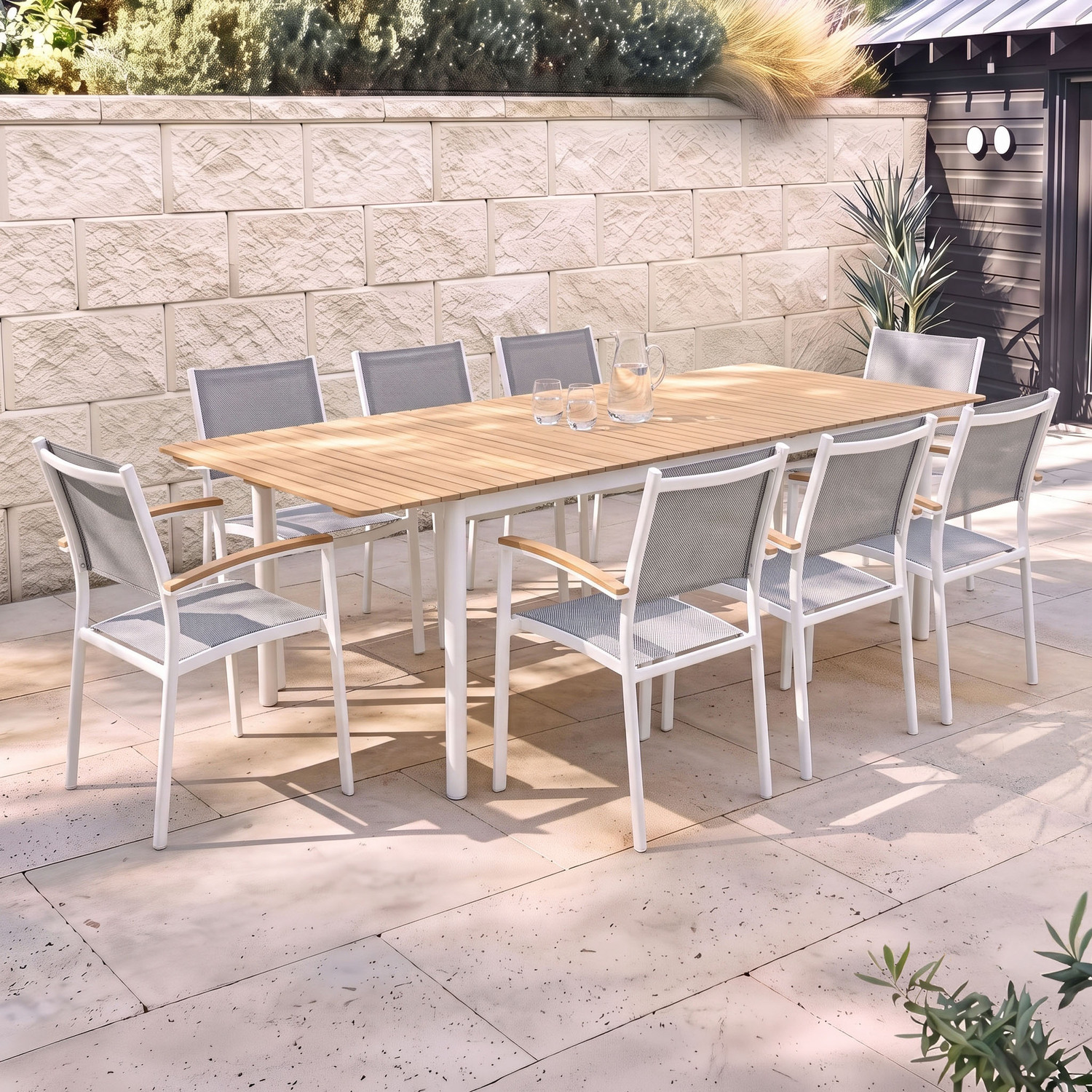 8 Seater Coogee Extendable Eucalyptus Wood Outdoor Dining Set