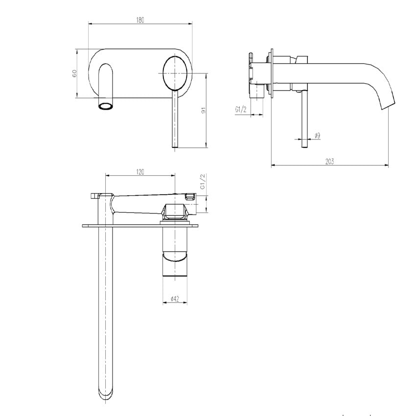 Carson 180mm Bath/Basin Wall Mixer Set
