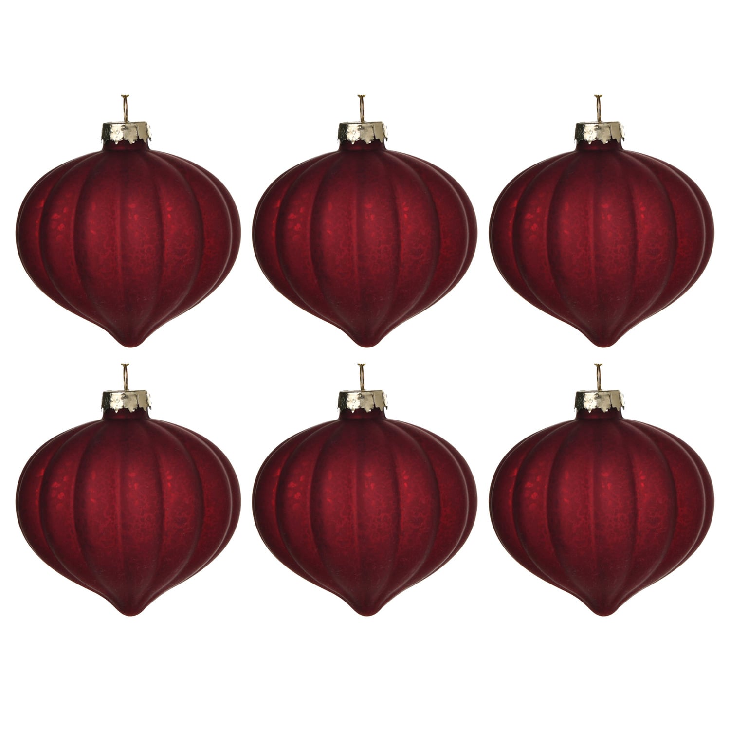 Set of 6 Mottled Glass Baubles