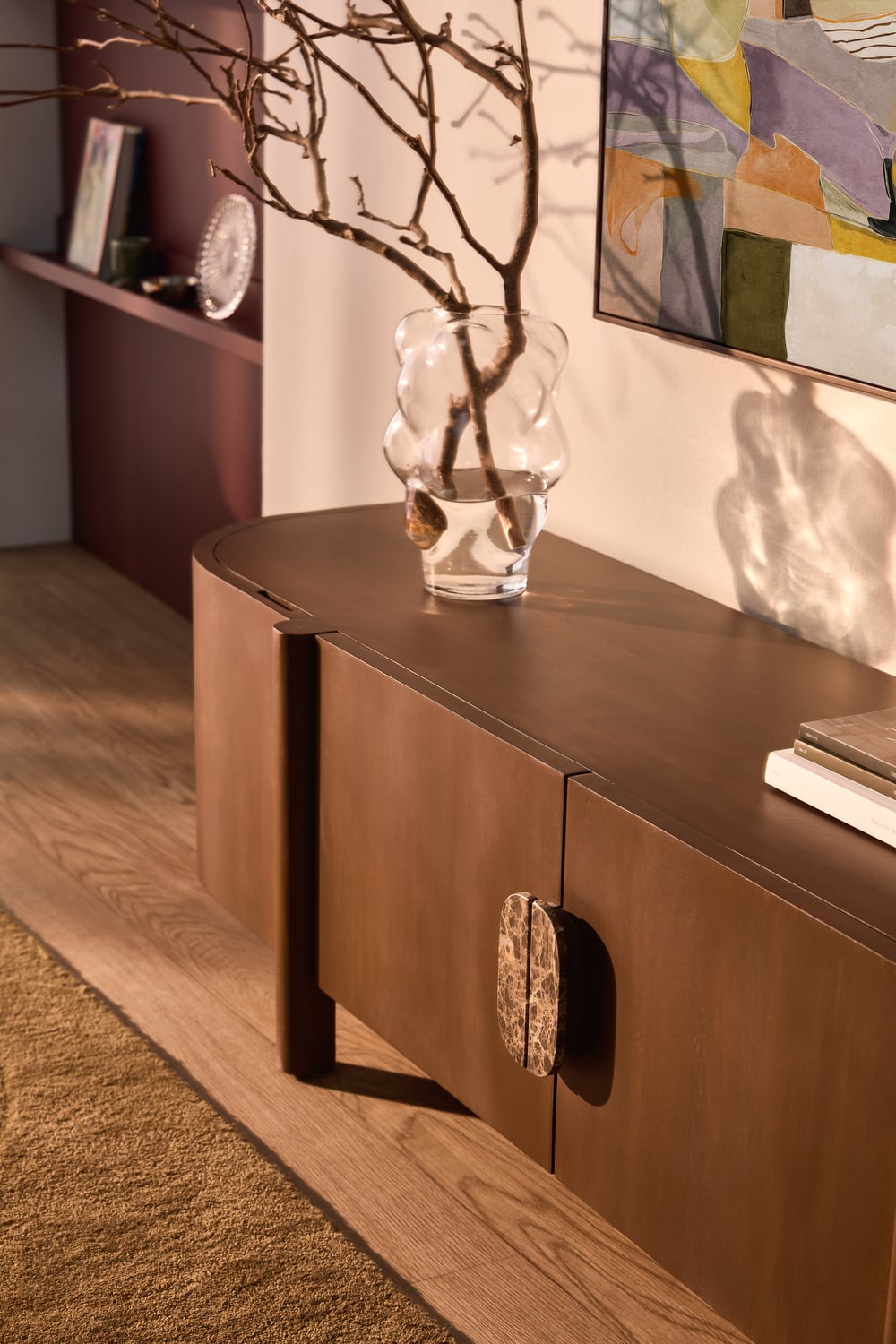 180cm Laila Mango Wood & Marble TV Unit