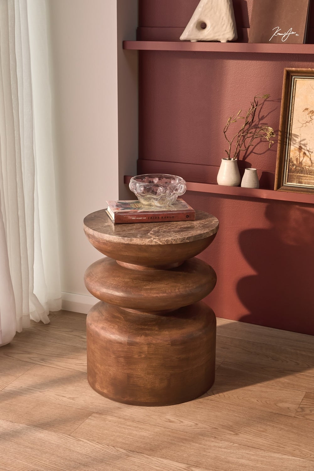 Eliza Marble & Mango Wood Side Table