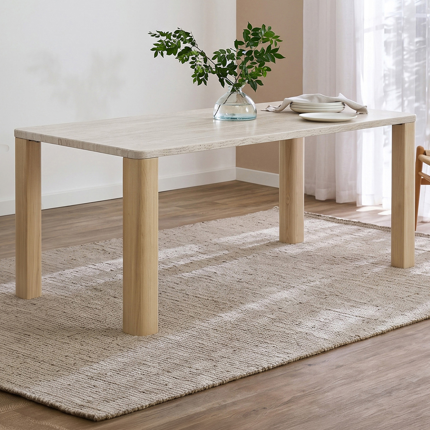 Ronan Travertine Stone Dining Table