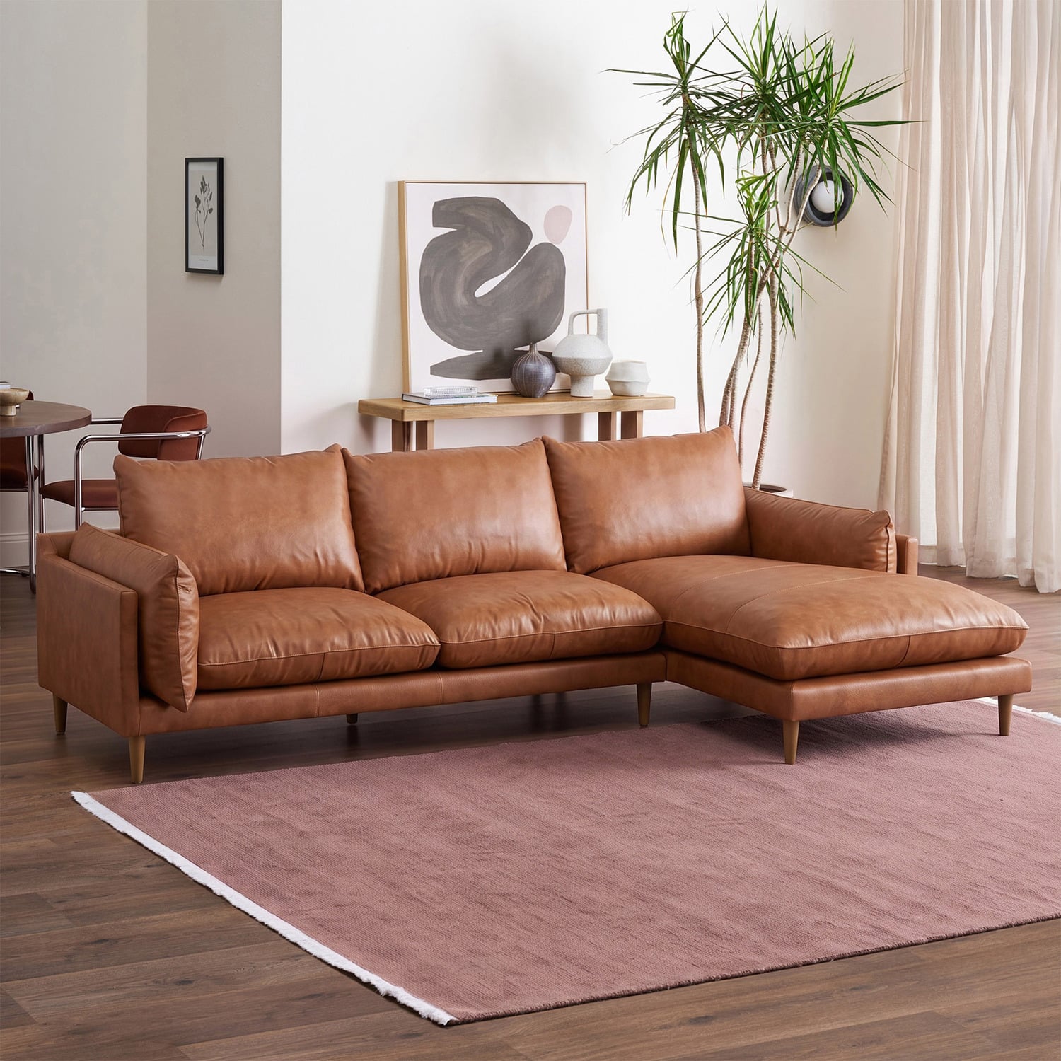 Terry 3 Seater Leather Sofa with Chaise