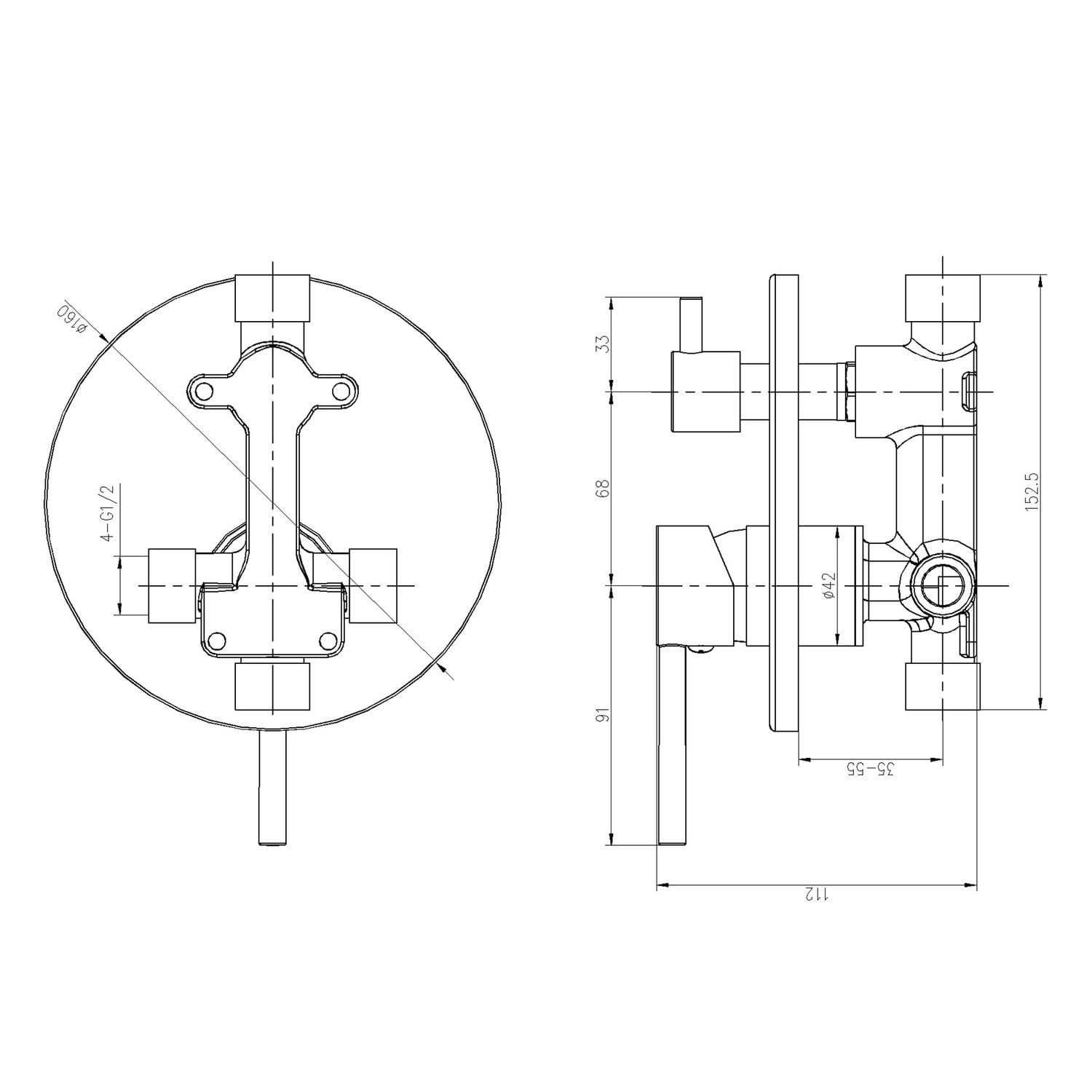 Carson Shower/Bath Wall Mixer Diverter
