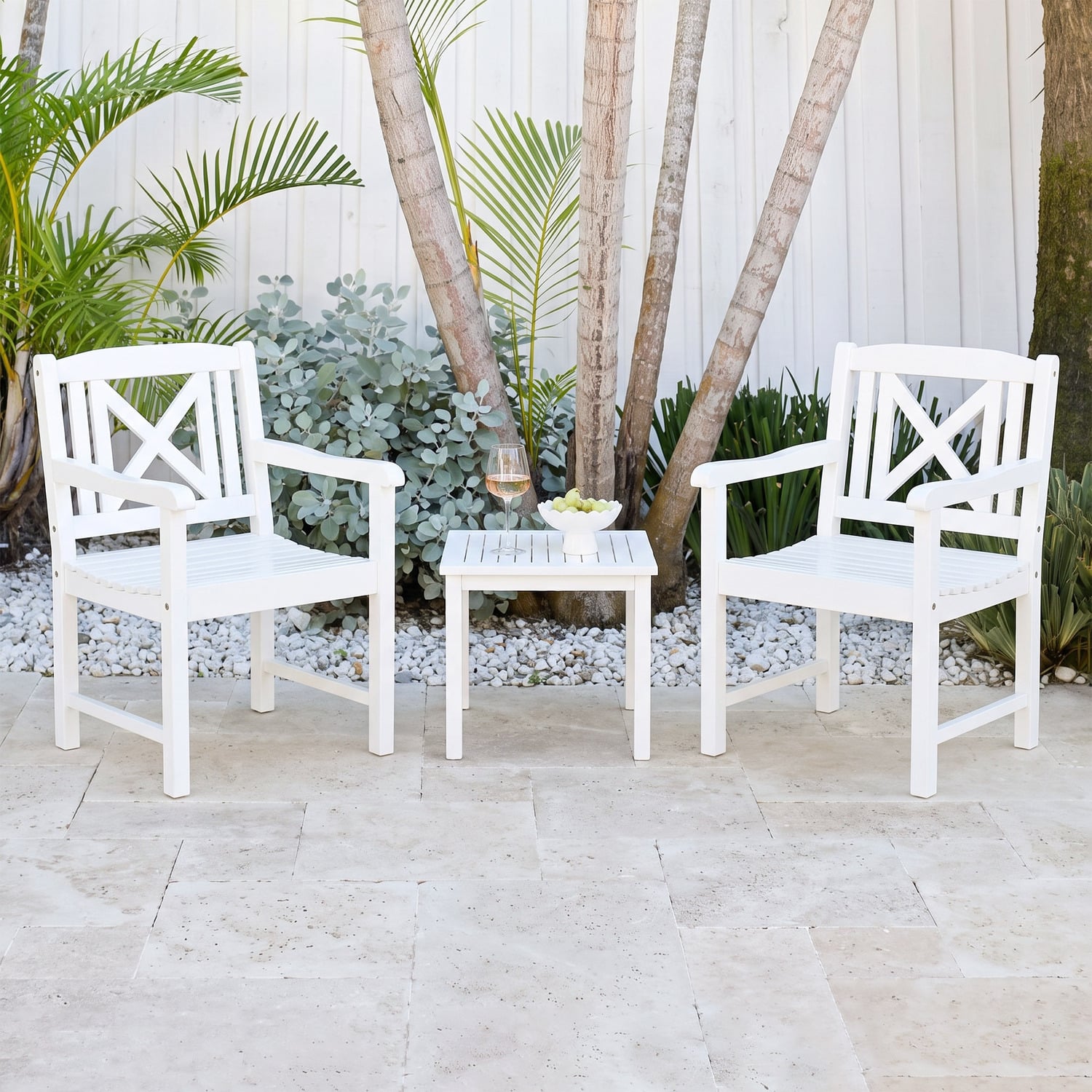 2 Seater White Santa Cruz Outdoor Bistro Set