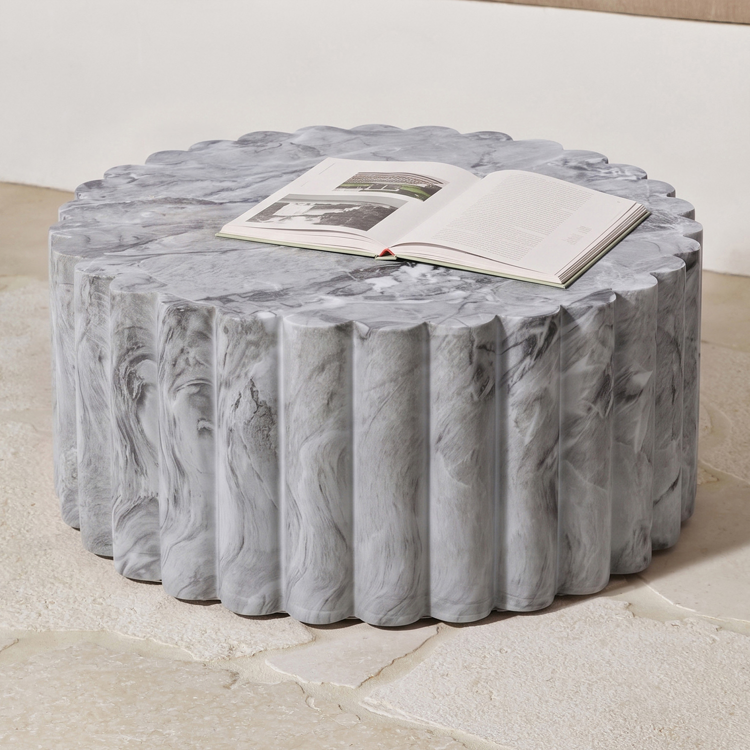 Flora Marble-Look Outdoor Coffee Table