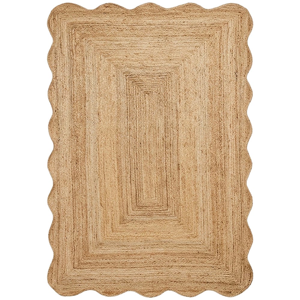 Natural Nancy Hand-Woven Jute & Coir Scalloped Rug