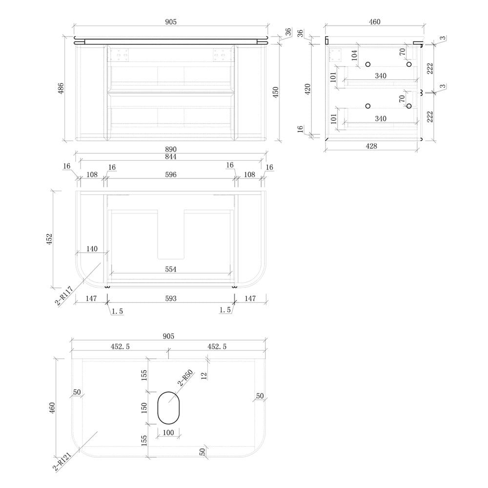 Modena 900mm Wall Hung Single Vanity