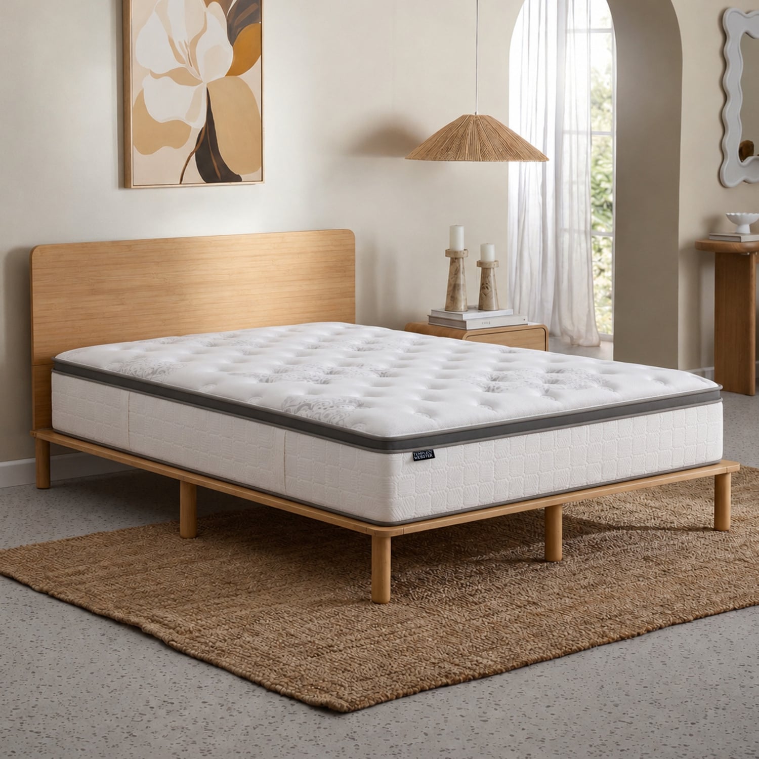 Portia Bamboo Bed Frame & Medium Luxury Pocket Spring Mattress Set