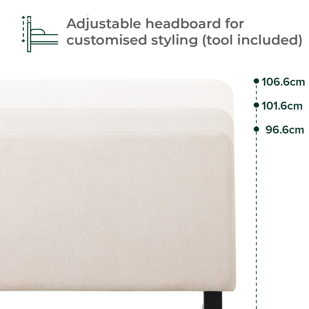 Beige Pauline Upholstered Bed Frame with Drawers & Medium Luxury Pocket Spring Mattress