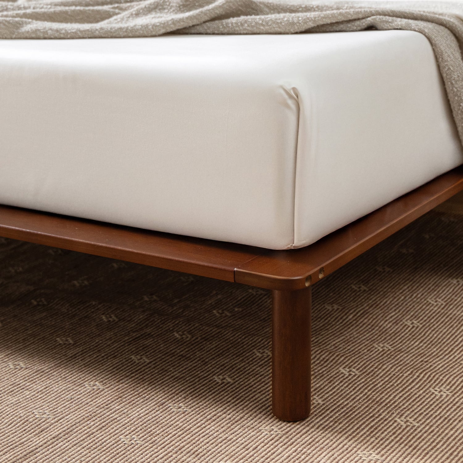 Walnut Portia Bamboo Bed Frame & Medium Luxury Pocket Spring Mattress